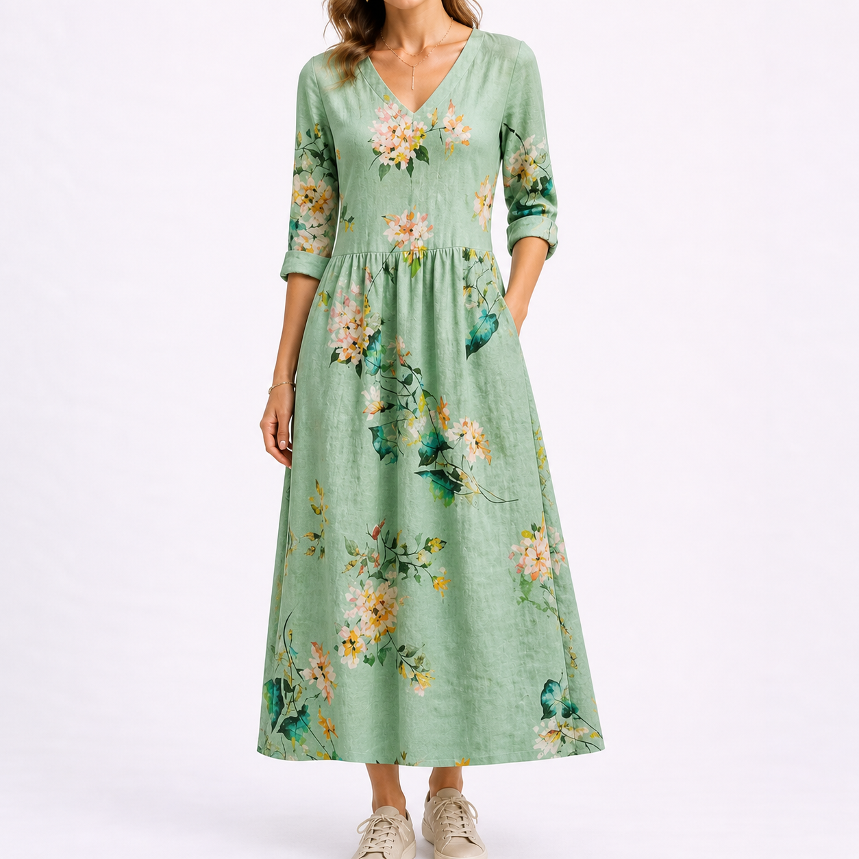 Robe midi d’été femme à fleurs