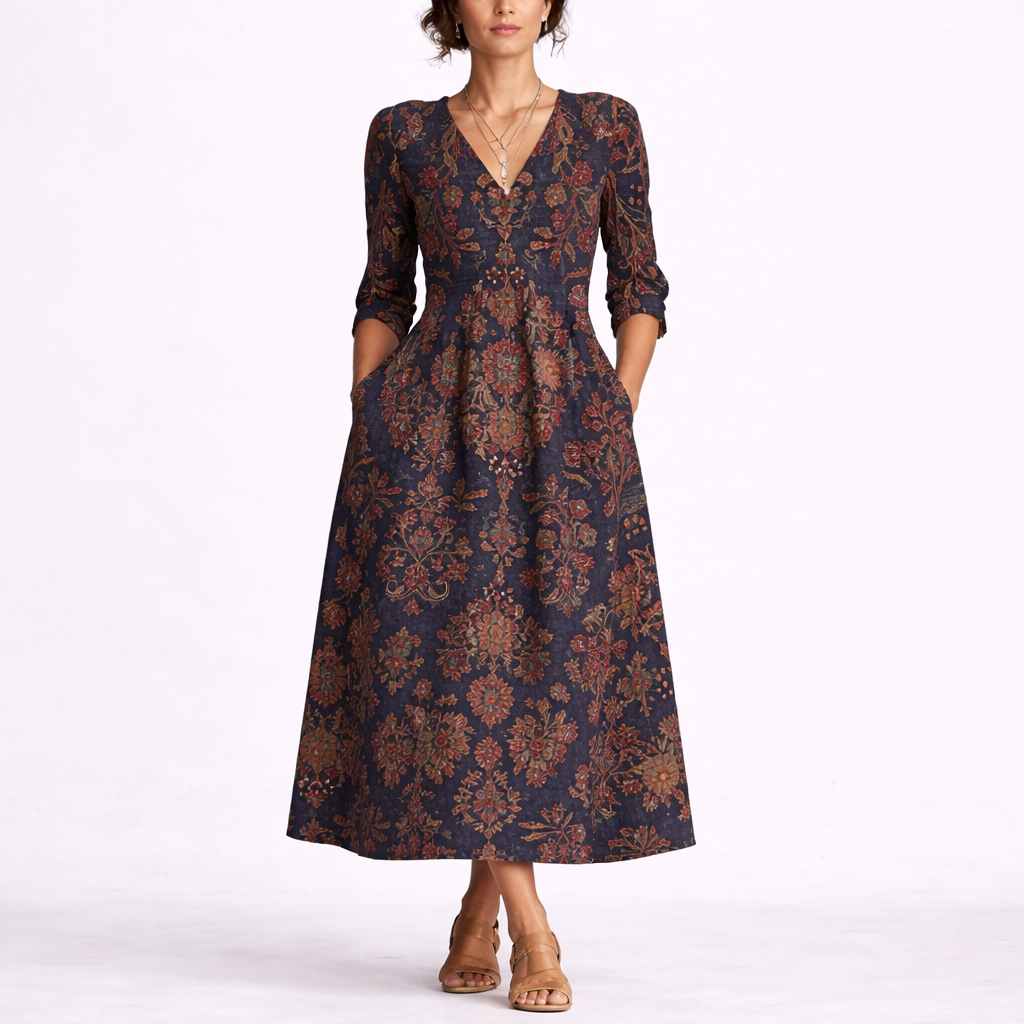 Robe en lin femme à imprimé floral