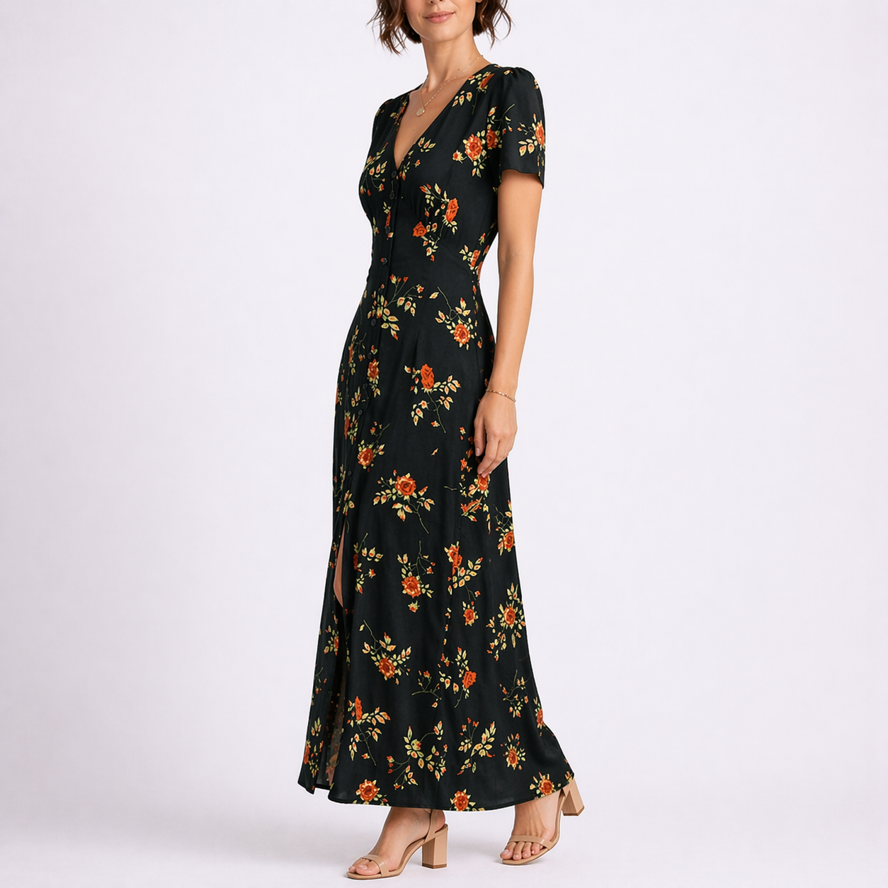 Robe midi femme à fleurs