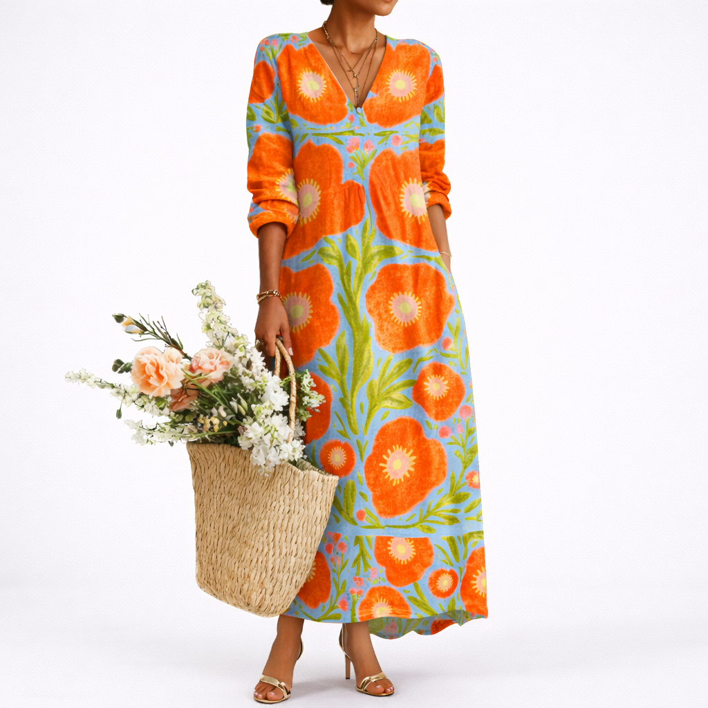 Robe longue femme à imprimé floral