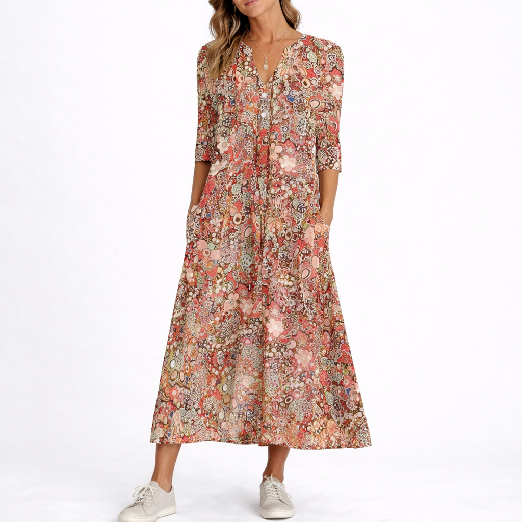 Robe midi femme fleurie été