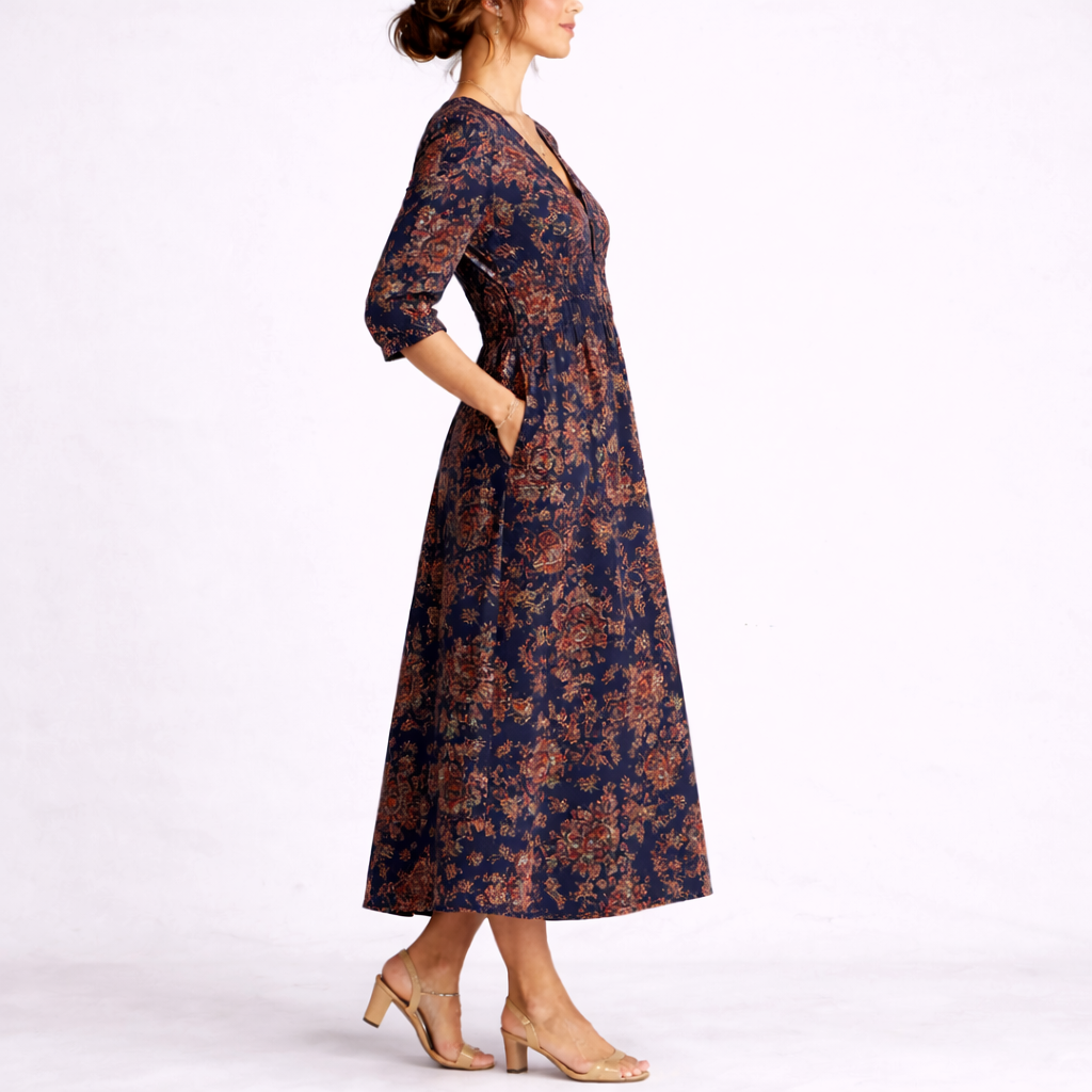 Robe en lin femme à imprimé floral