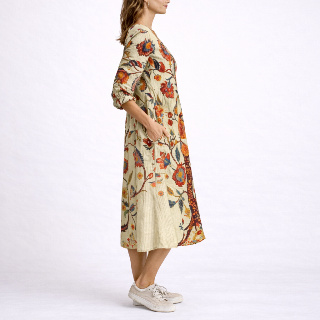 Robe en lin femme à fleurs