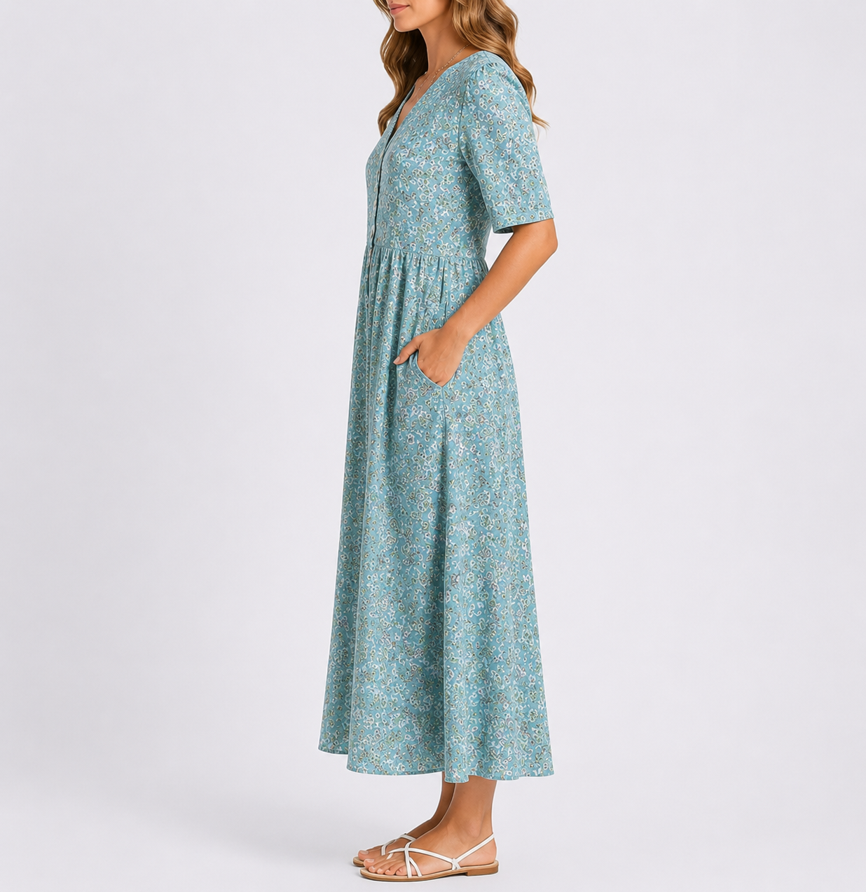 Robe midi femme fleurie