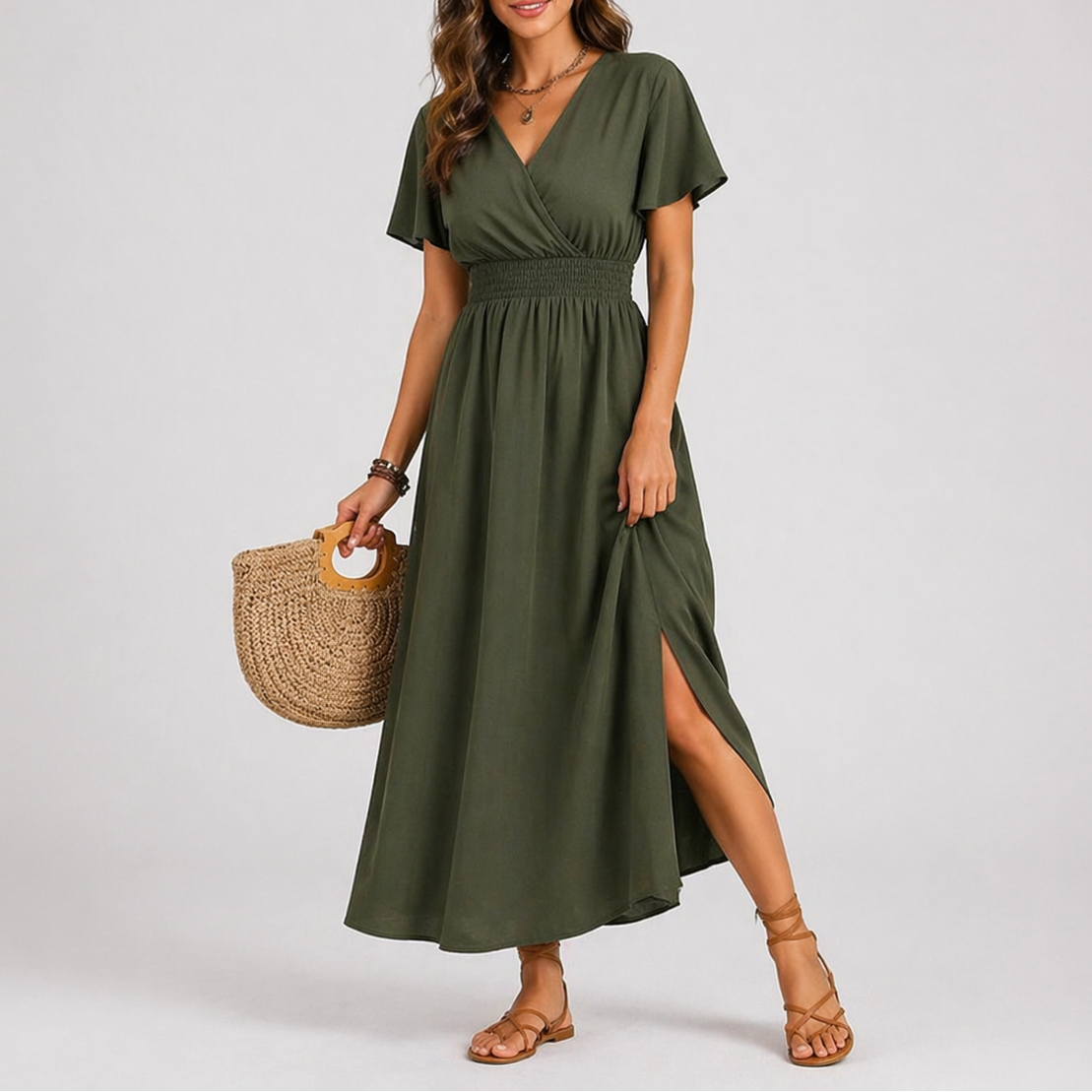 Robe longue femme portefeuille été