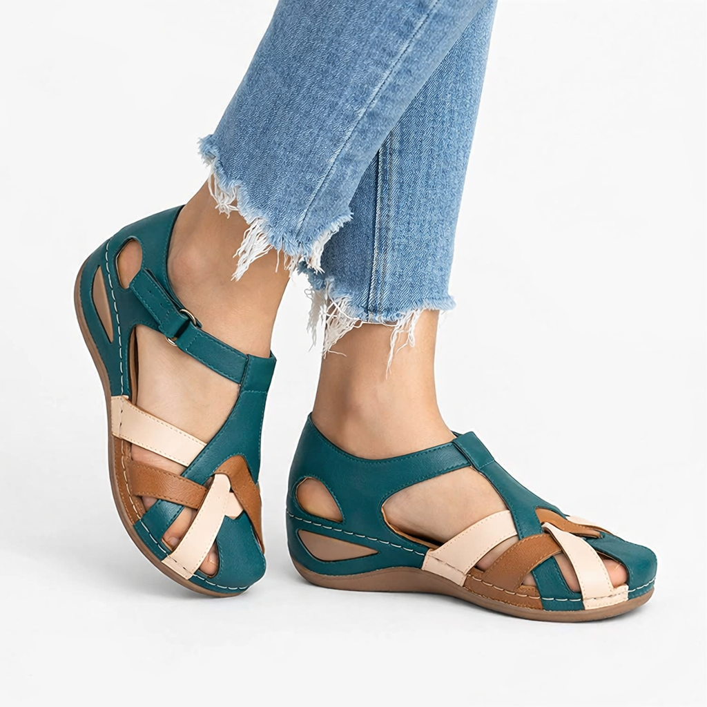 Sandales compensées femme en cuir