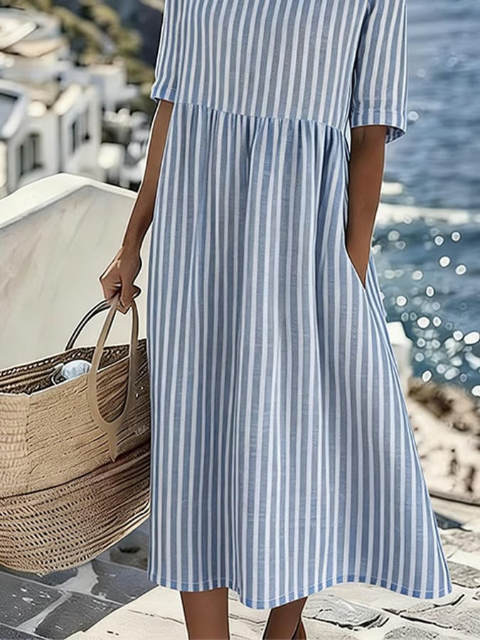 Robe midi femme rayé été
