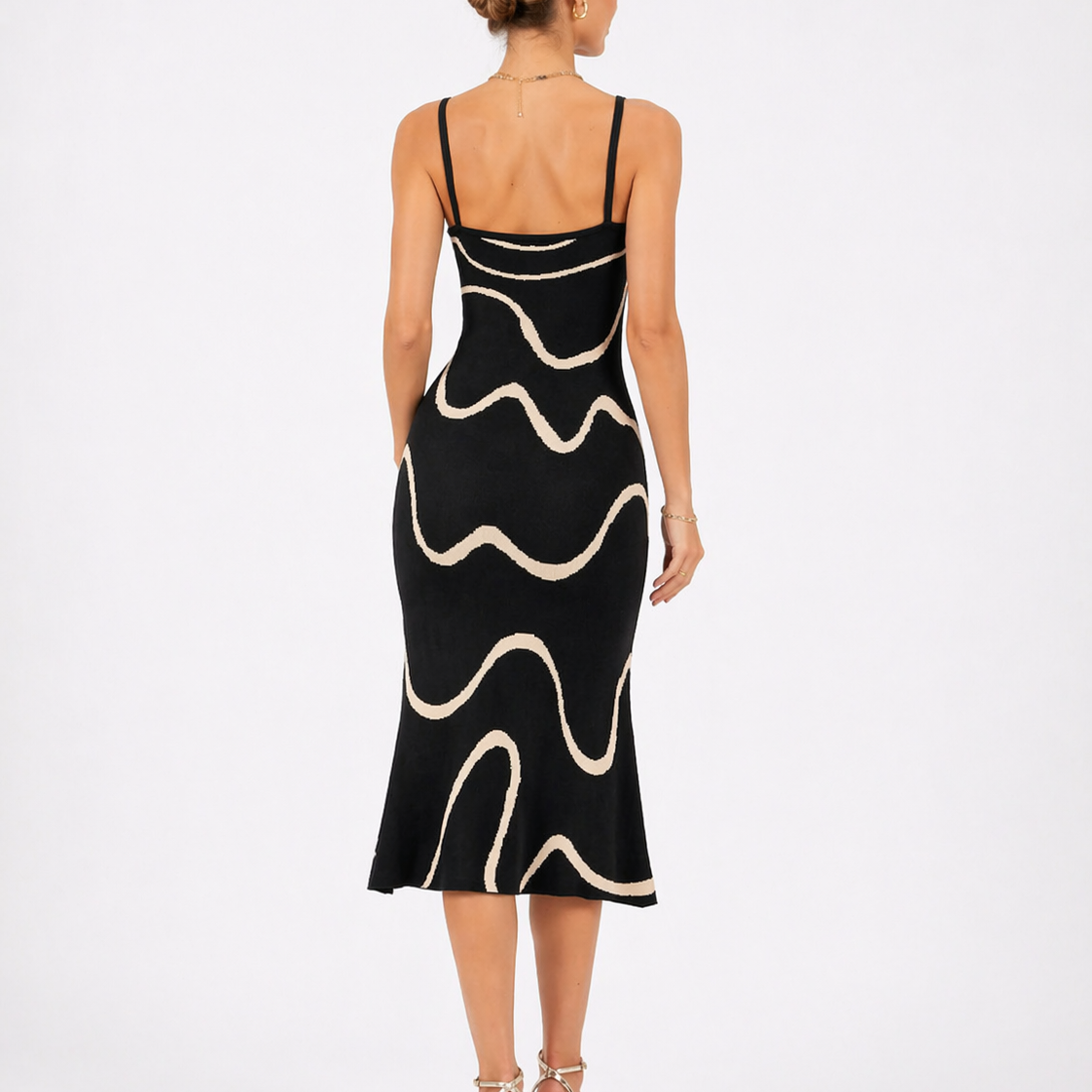 Robe midi femme en maille sans manches