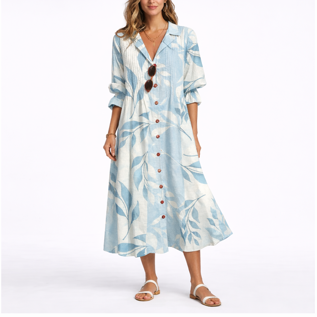 Robe longue femme à fleurs, coupe fluide