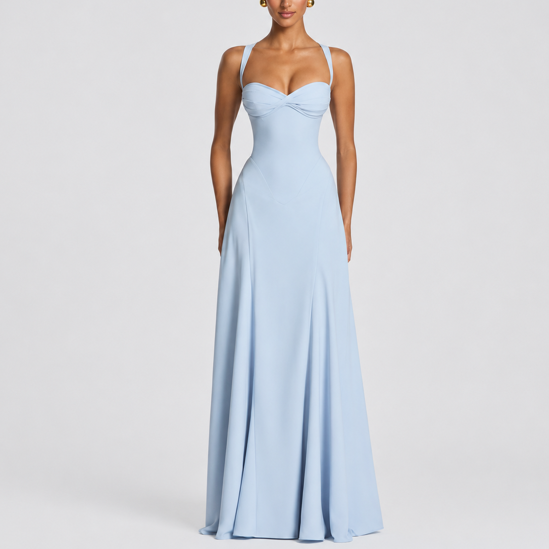 Robe longue corset femme drapée
