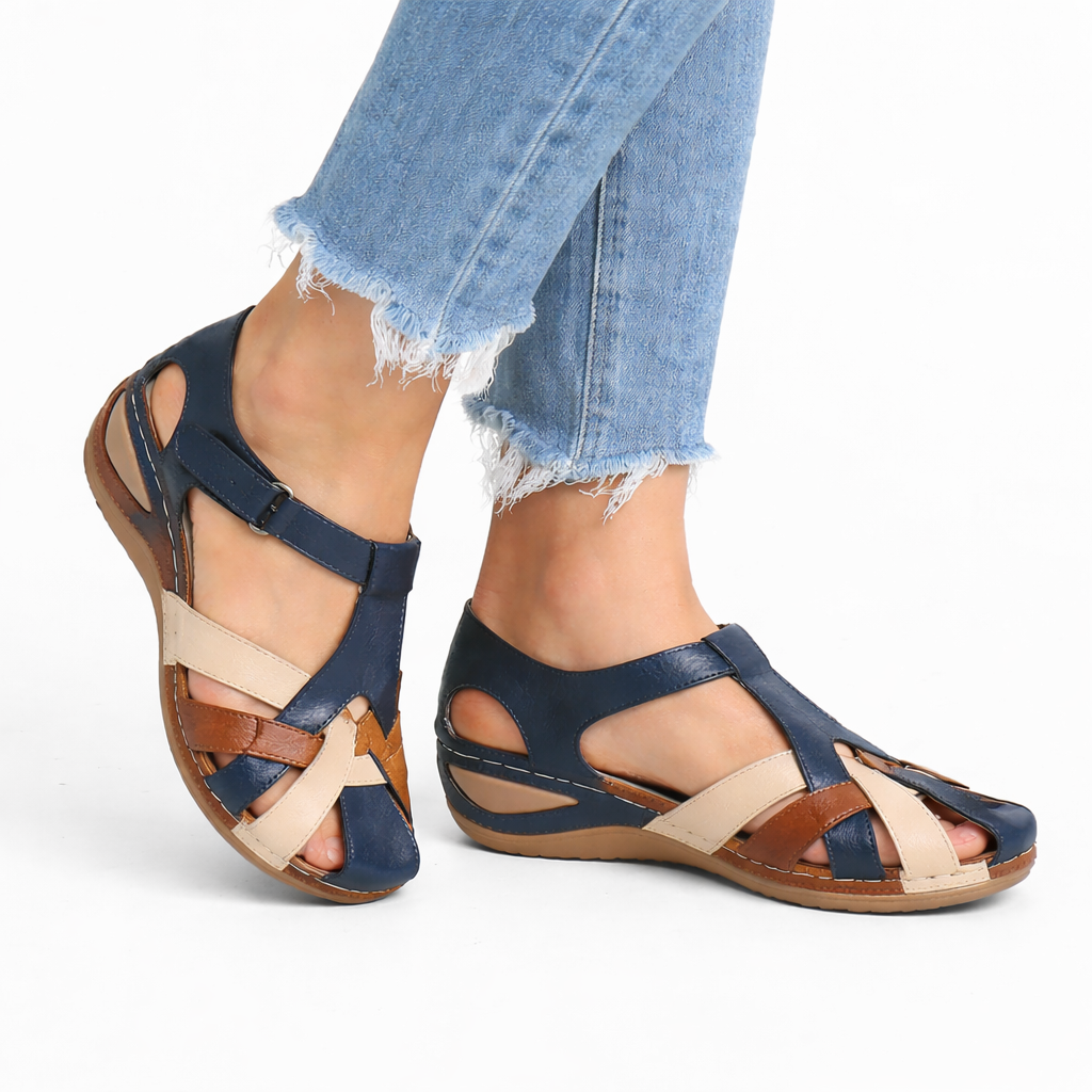Sandales compensées femme en cuir