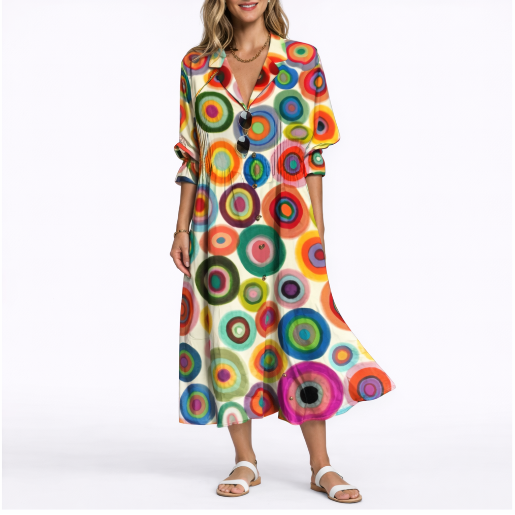 Robe longue femme à fleurs, coupe fluide
