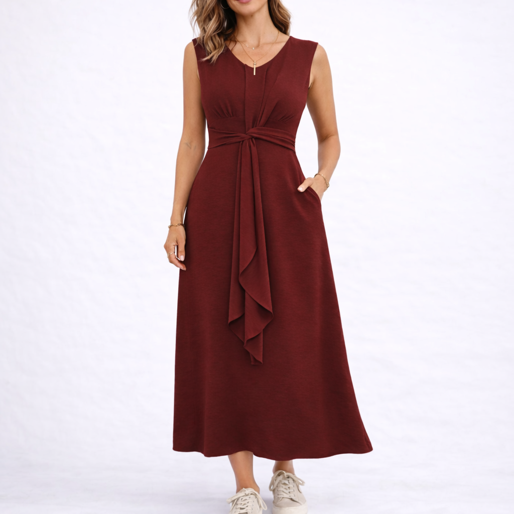 Robe midi femme sans manches élégant