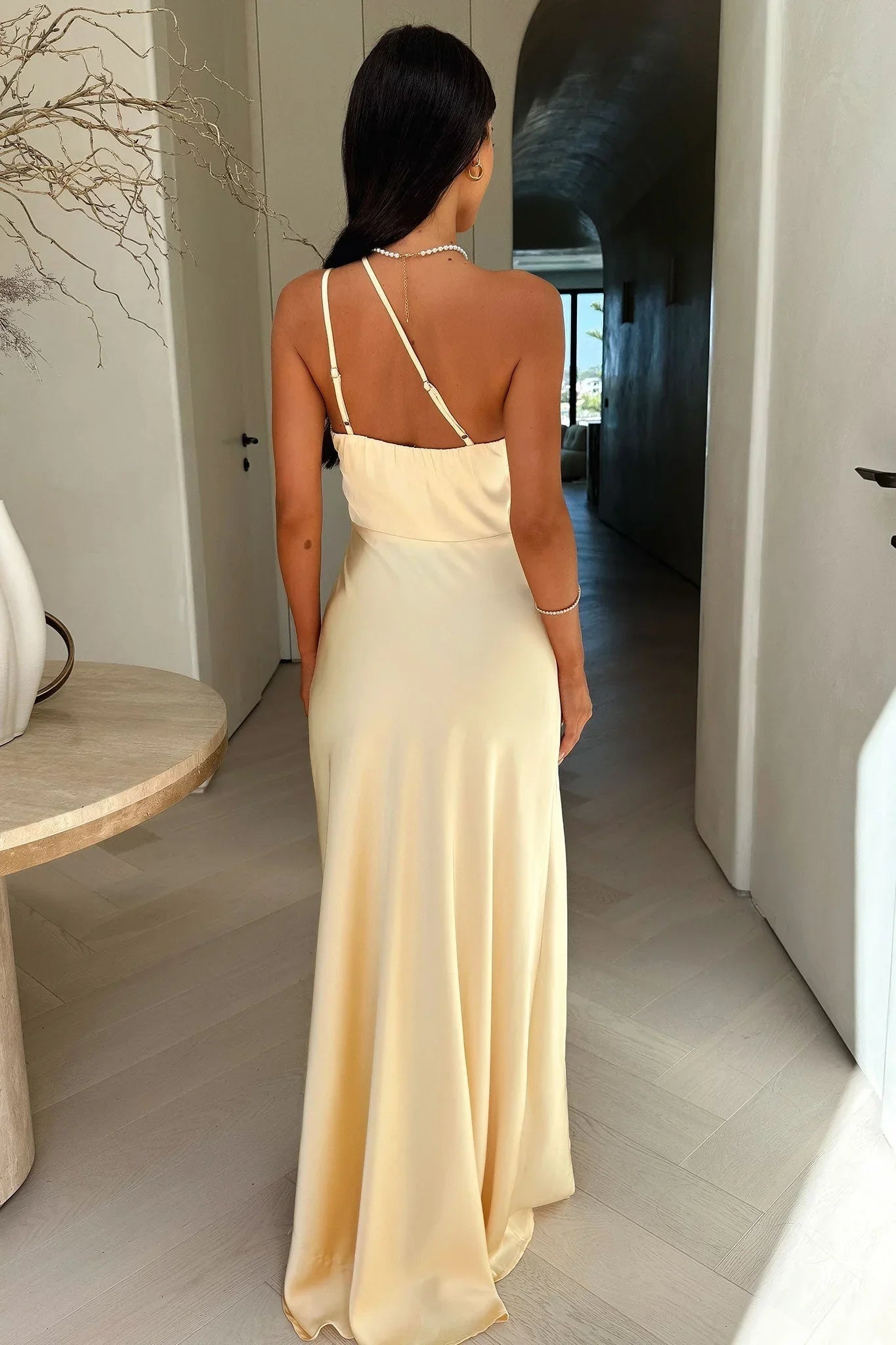 Robe longue femme beige