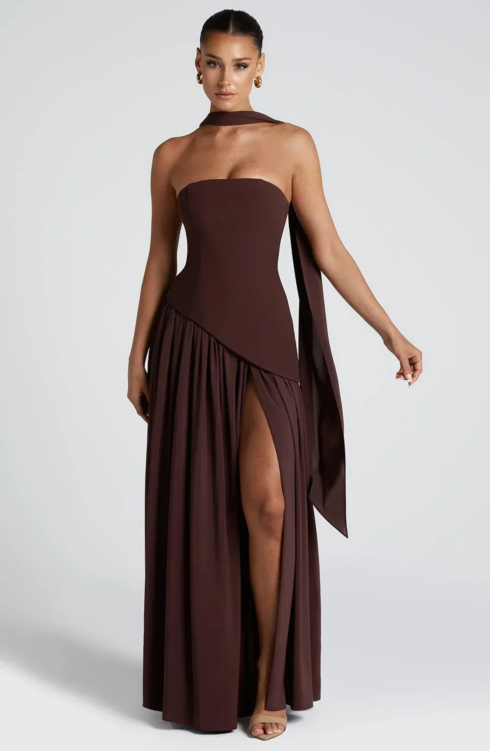 Robe longue femme coupe corsetée