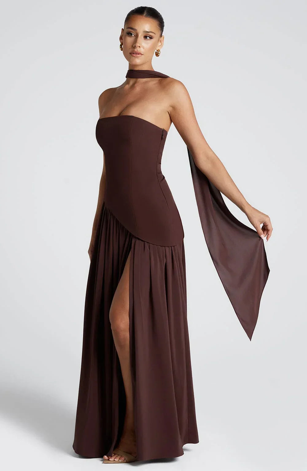 Robe longue femme coupe corsetée