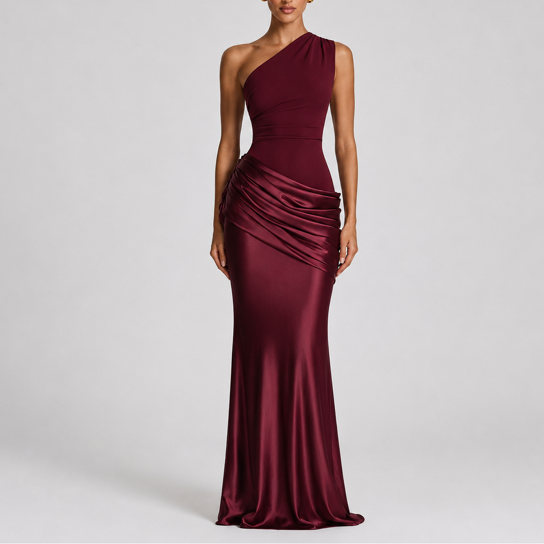 Robe longue asymétrique femme une épaule