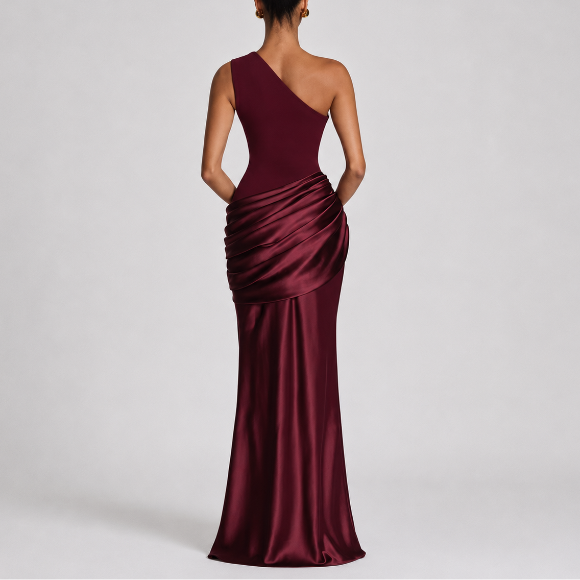 Robe longue asymétrique femme une épaule
