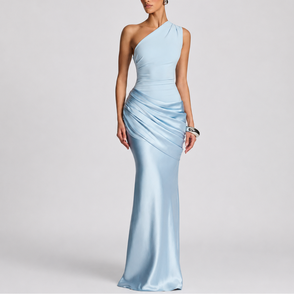 Robe longue asymétrique femme une épaule
