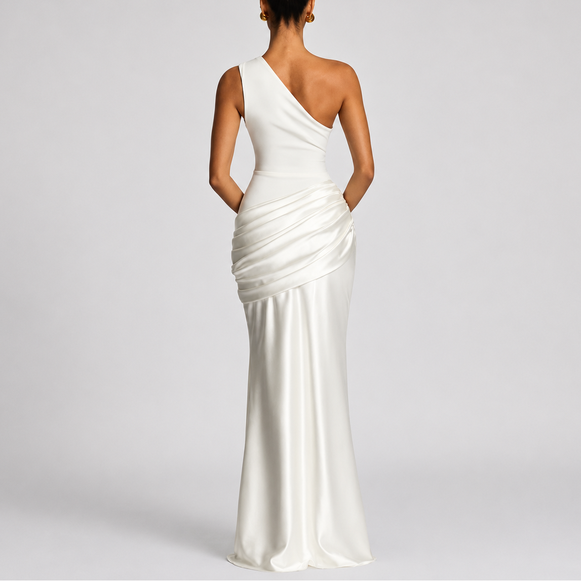 Robe longue asymétrique femme une épaule