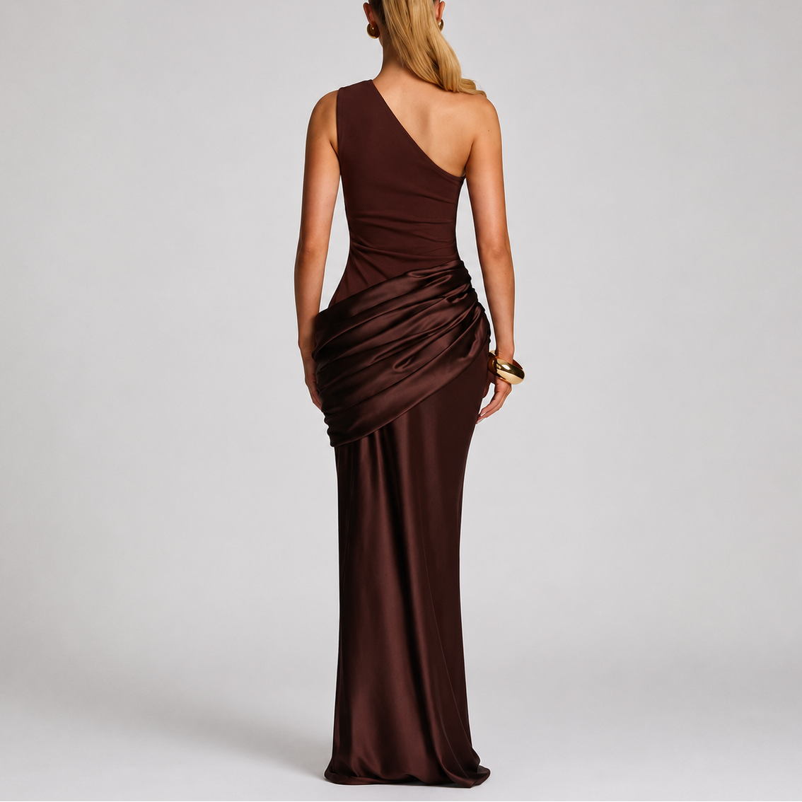 Robe longue asymétrique femme une épaule