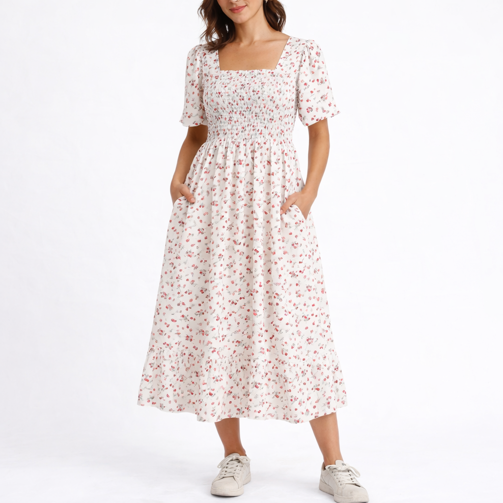 Robe midi femme fleurie été
