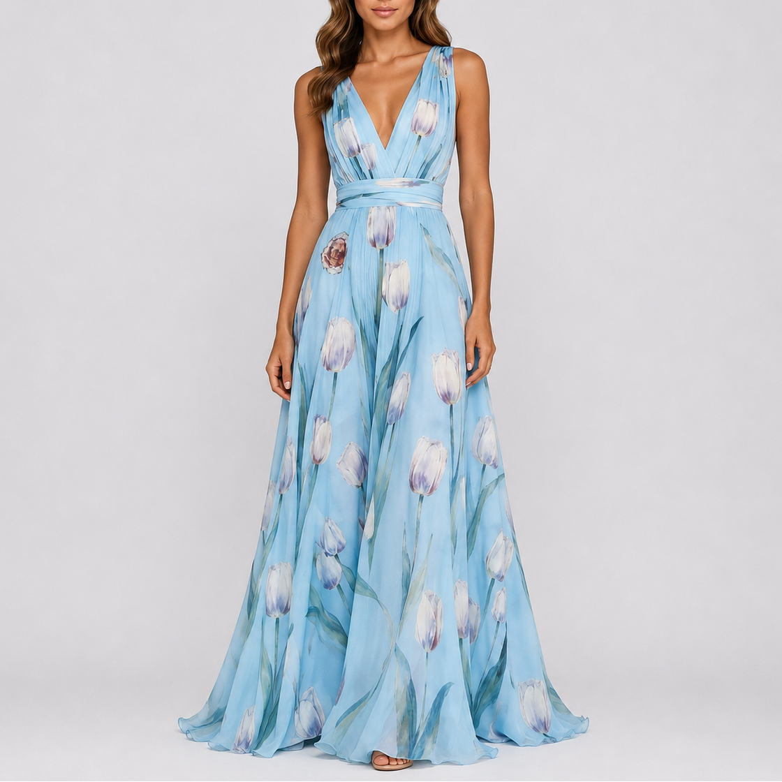 Robe longue femme fleurie soirée élégant