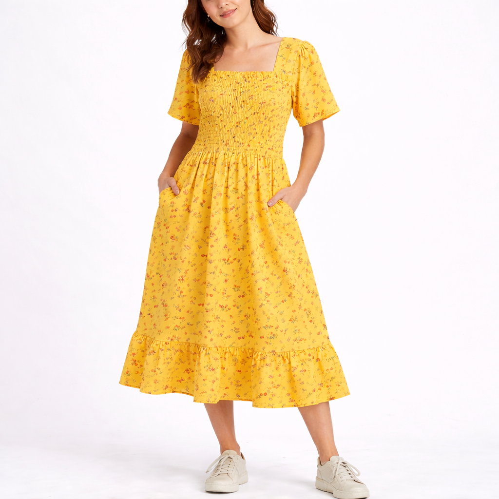 Robe midi d’été femme à fleurs